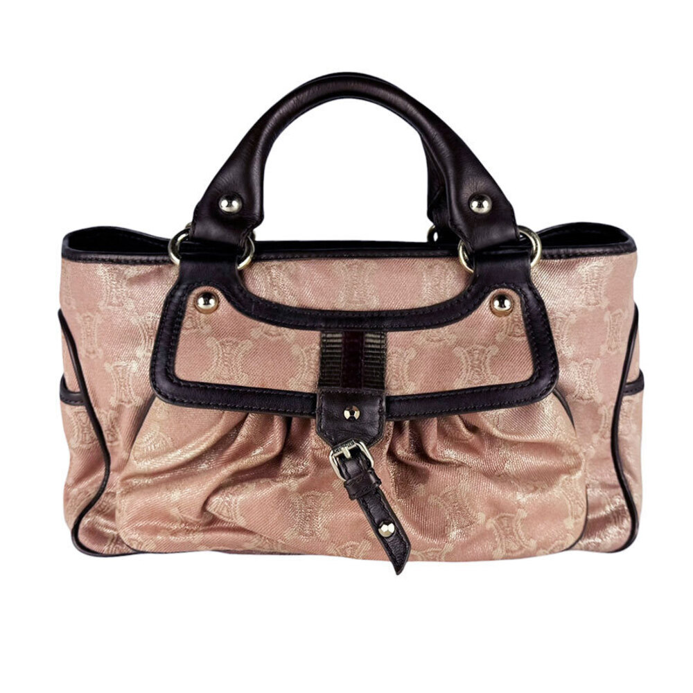 Celine Boogie Bag handbag canvas leather pink brown